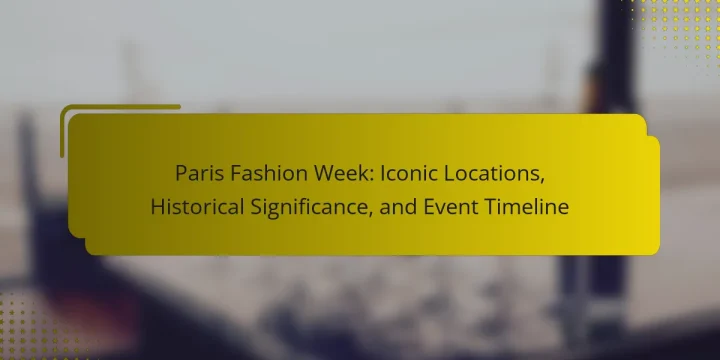 Paris Fashion Week: Iconic Locations, Historical Significance, and Event Timeline
