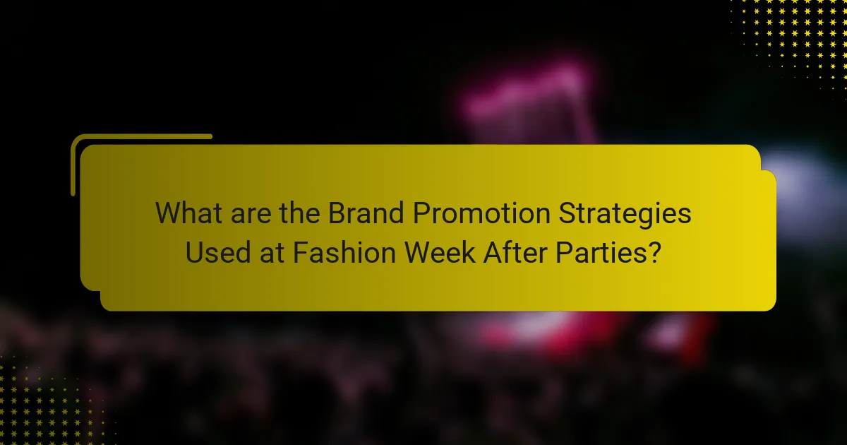 What are the Brand Promotion Strategies Used at Fashion Week After Parties?