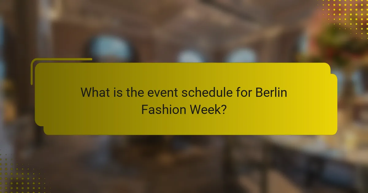 What is the event schedule for Berlin Fashion Week?